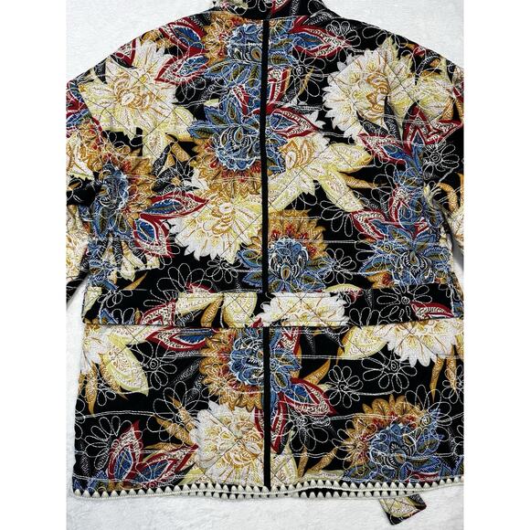 7 For All Mankind Women’s Quilted Embroidered Jacket Size M Multicolor Boho Y2K - Picture 4 of 7